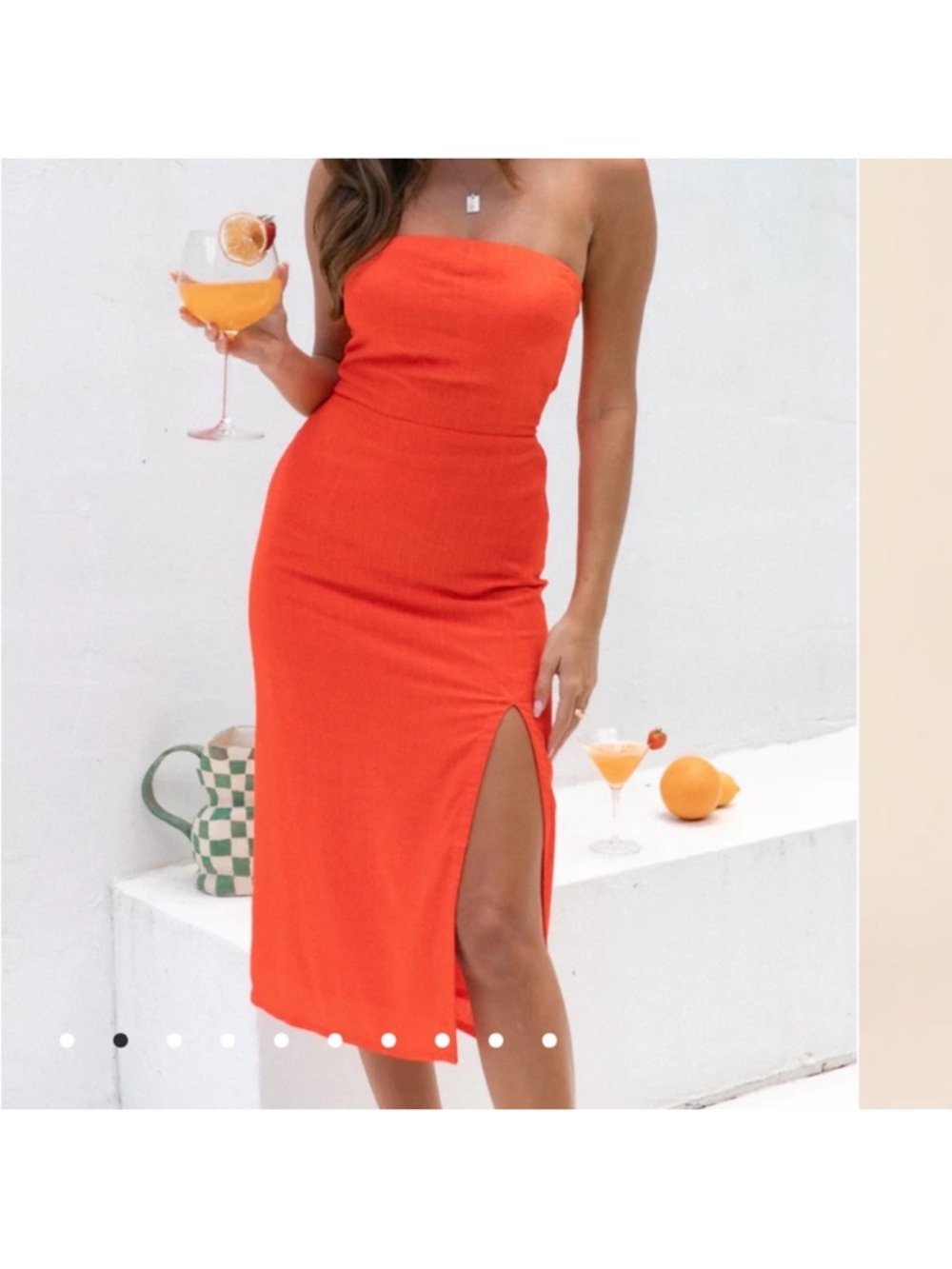 Petal & Pup Leruzi Orange Stapless Midi Dress - Picture 3 of 6